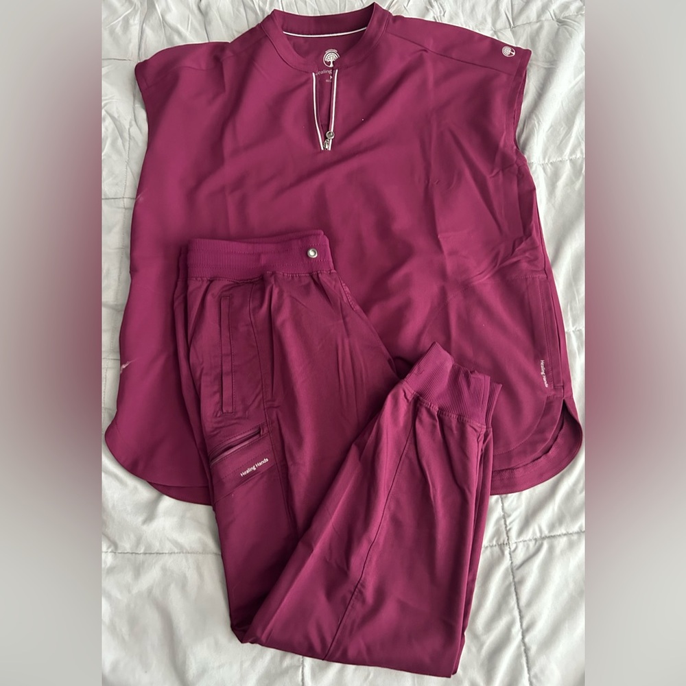 Helping Hands Burgundy Scrub Set